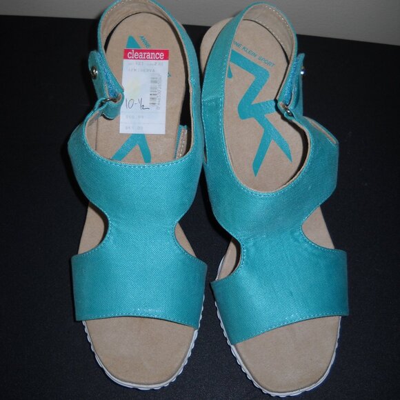 Anne Klein Sandals Womens Minerva Slingback Turquoise - Size 10.5 - Picture 1 of 4
